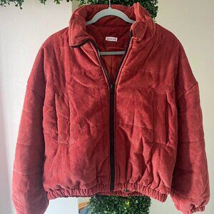 VAGABOND Red Burgundy Corduroy Zip up Puffer Winter Fall Jacket